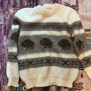 Wool sweater with Buffalo